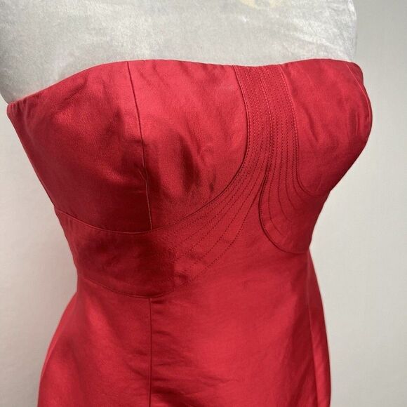 Kay Unger Silk Strapless Mini Dress Sheath Red Size 2 - Picture 4 of 14